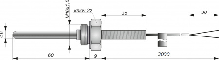 Термопреобразователь с кабельным выводом ДТХА-01(Lкаб=3м)